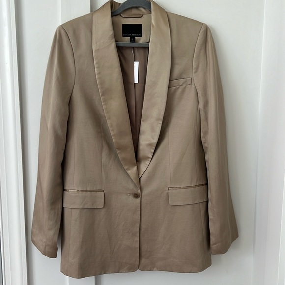 NWT BANANA REPUBLIC MAVERICK TAN TUXEDO BLAZER JACKET Size 14 TALL - Picture 6 of 14